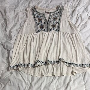 Knox Rose Cream Sleeveless Bib Collar Blouse